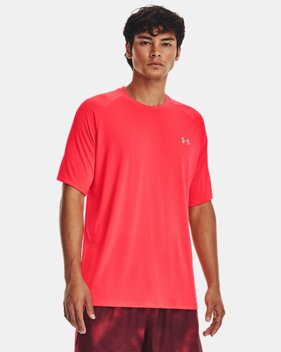 Men's UA Tech™ Reflective Short Sleeve in Red image number 0